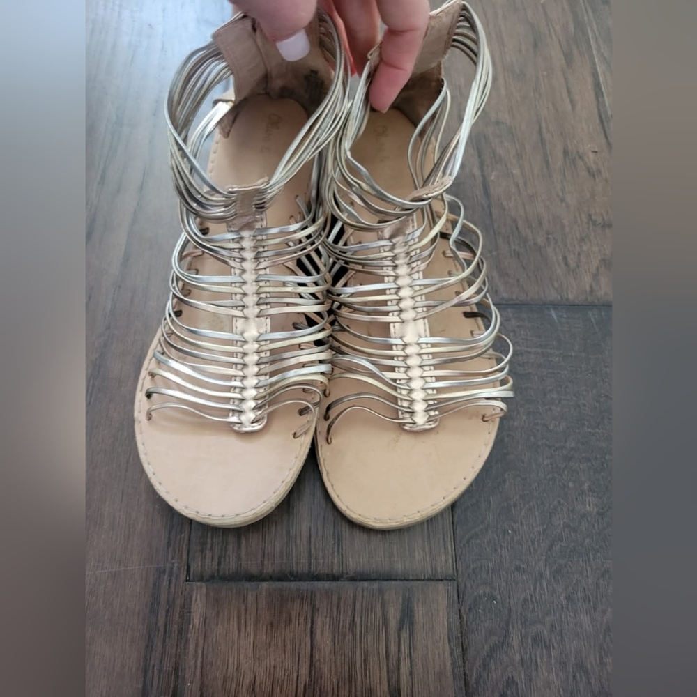 Girls Youth gold & silver Strap sandles